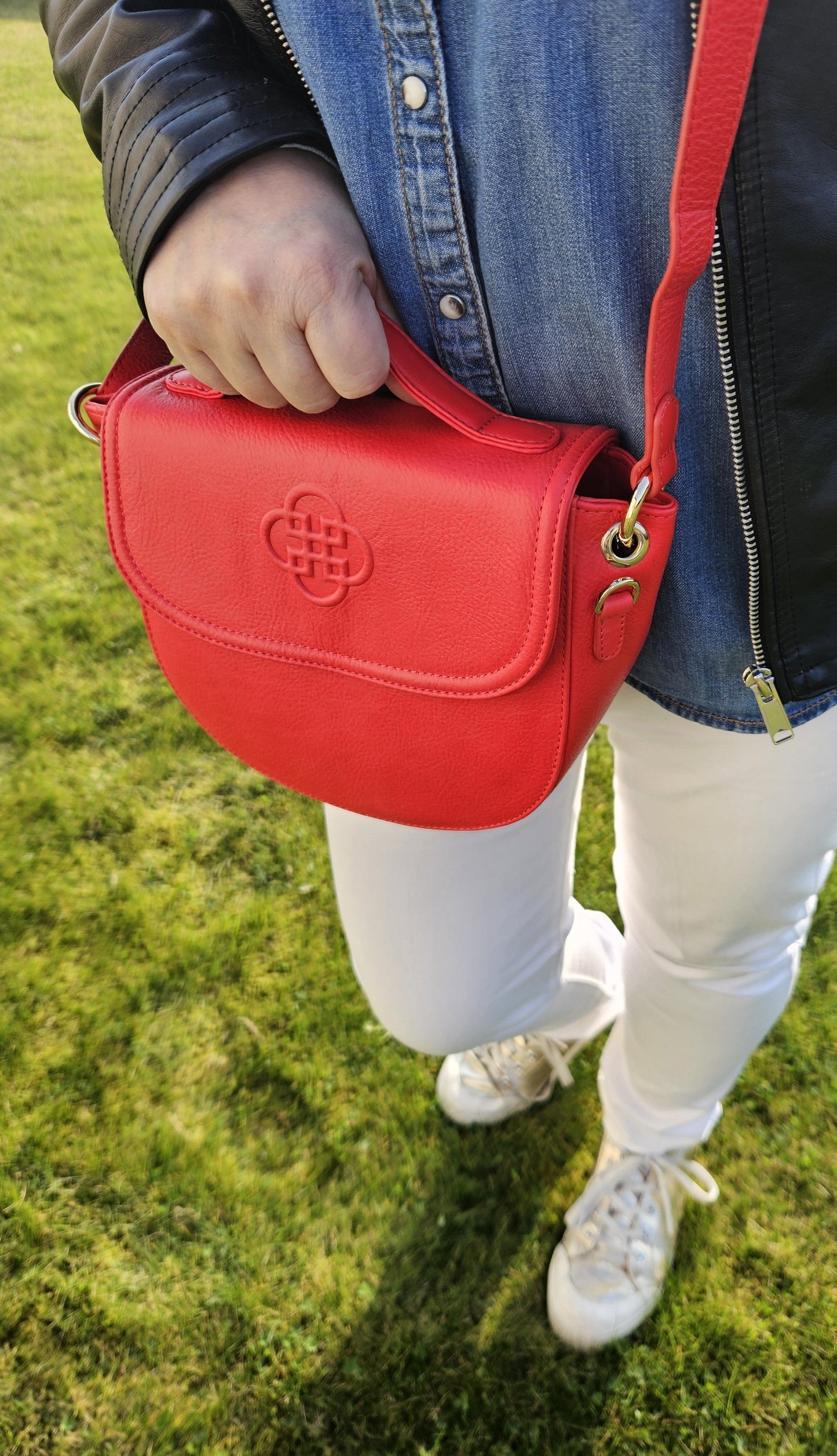 Mia Leather Designer Handbag - Red