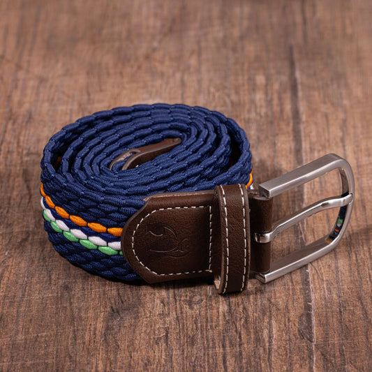 Swole Panda Woven Belt in Orange Green Fine Stripe
