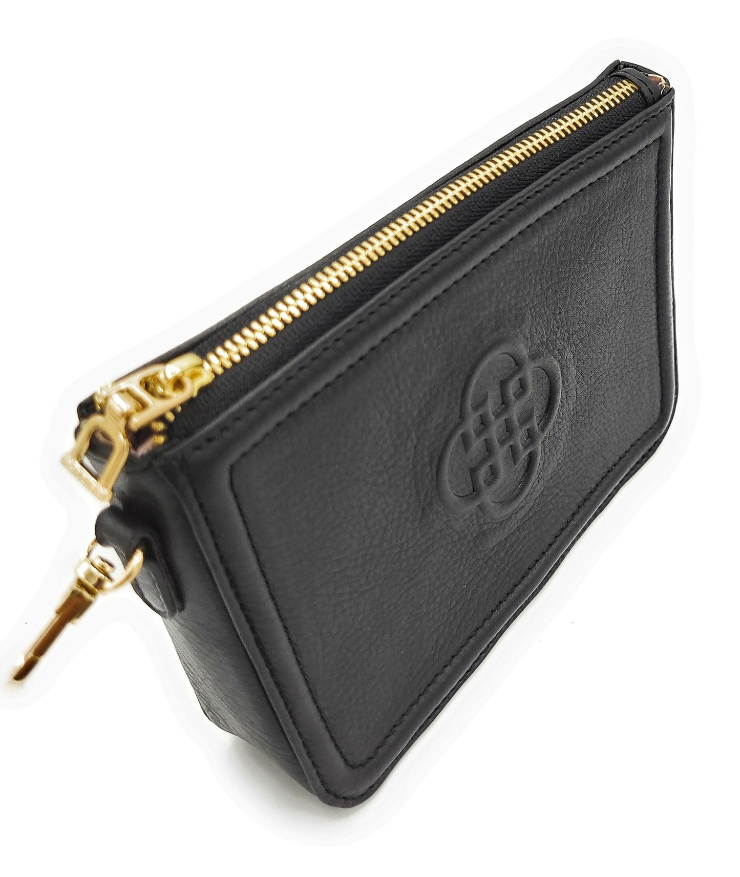 Frankie Leather Zip Top Make-up Pouch - Black