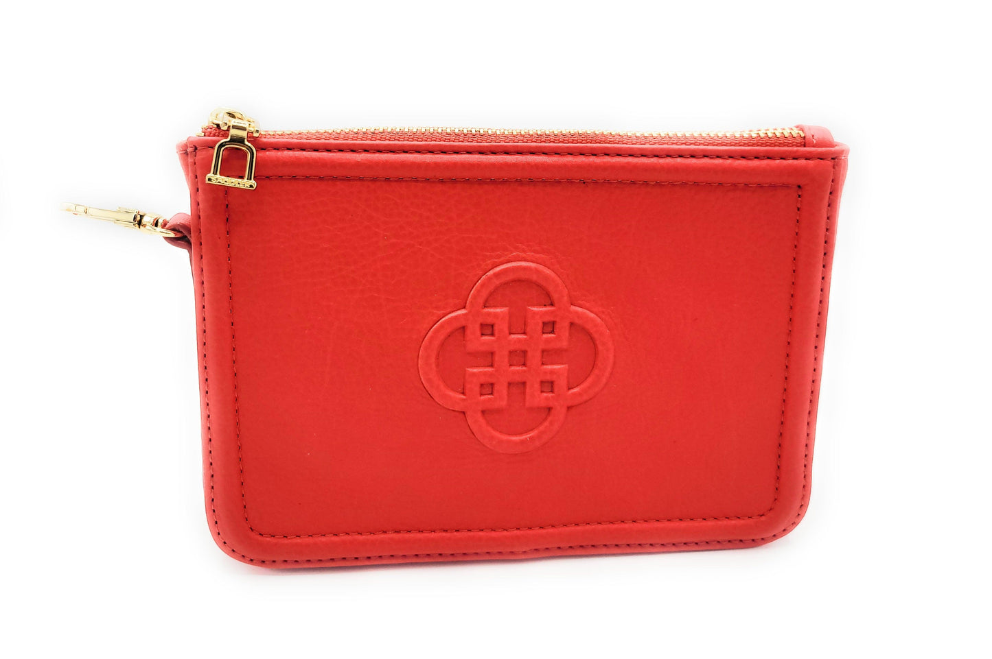 Frankie Leather Zip Top Make-up Pouch - Red