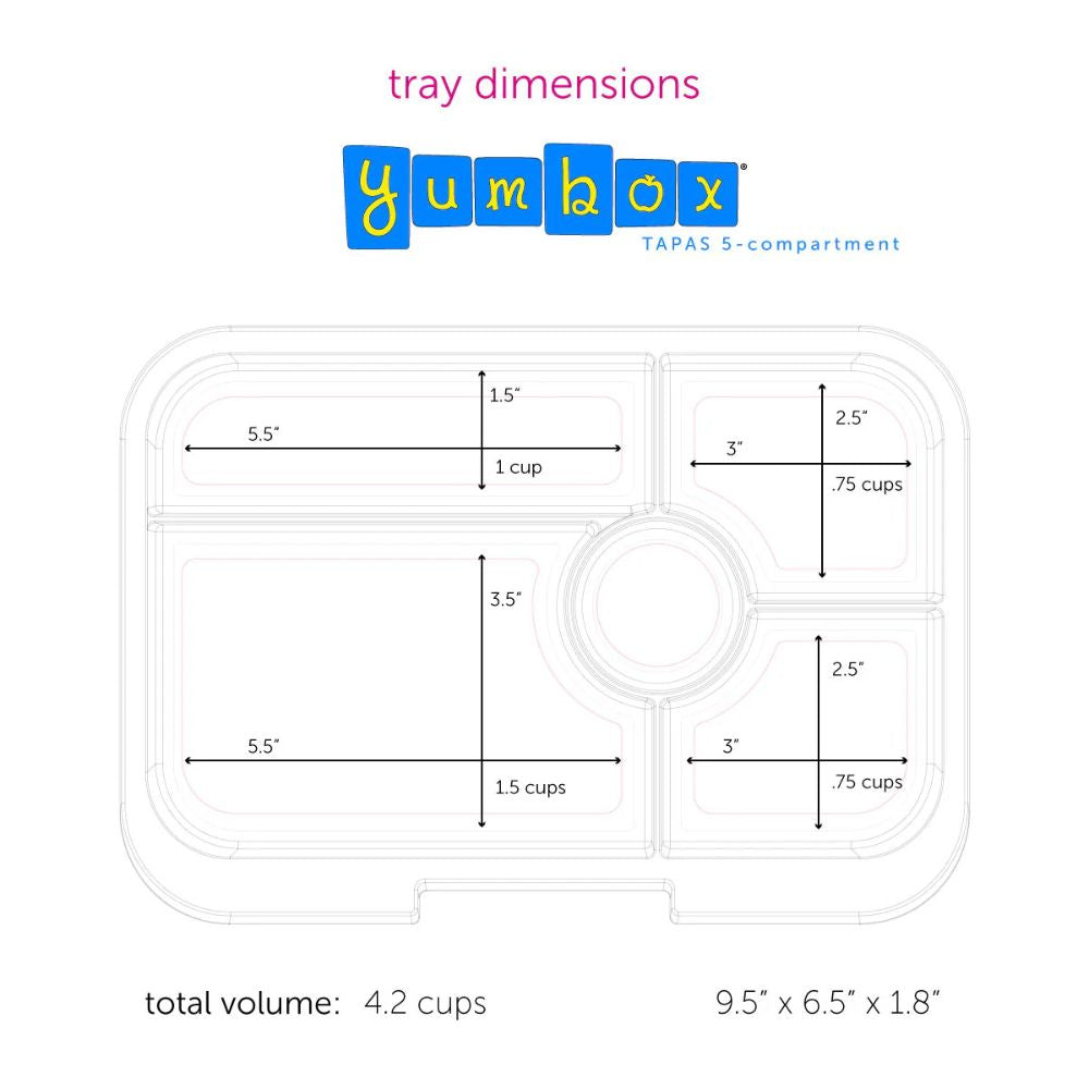 Yumbox Tapas Adult Leakproof Bento Lunch Box (5 Compartment) - Various Colours