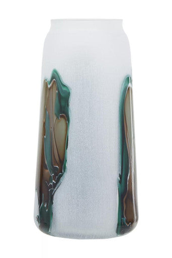 Jarrón alto de cristal Hakan - Diseño multicolor en tonos tierra