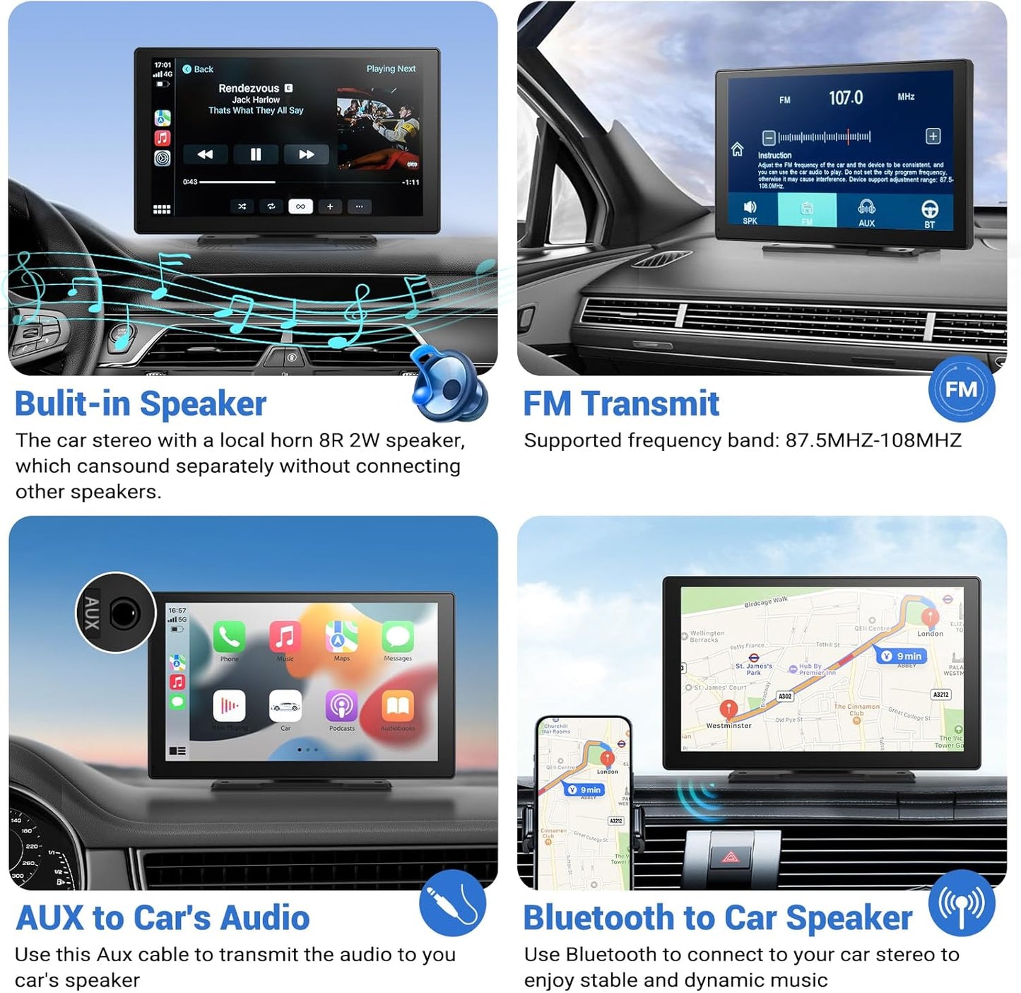 SmartDash™ CarPlay Tablet 7" - Wireless Display with GPS & Bluetooth