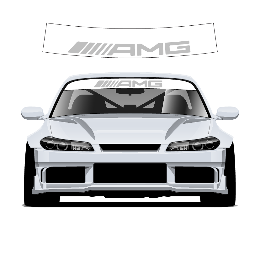 White car with AMG logo on a white background