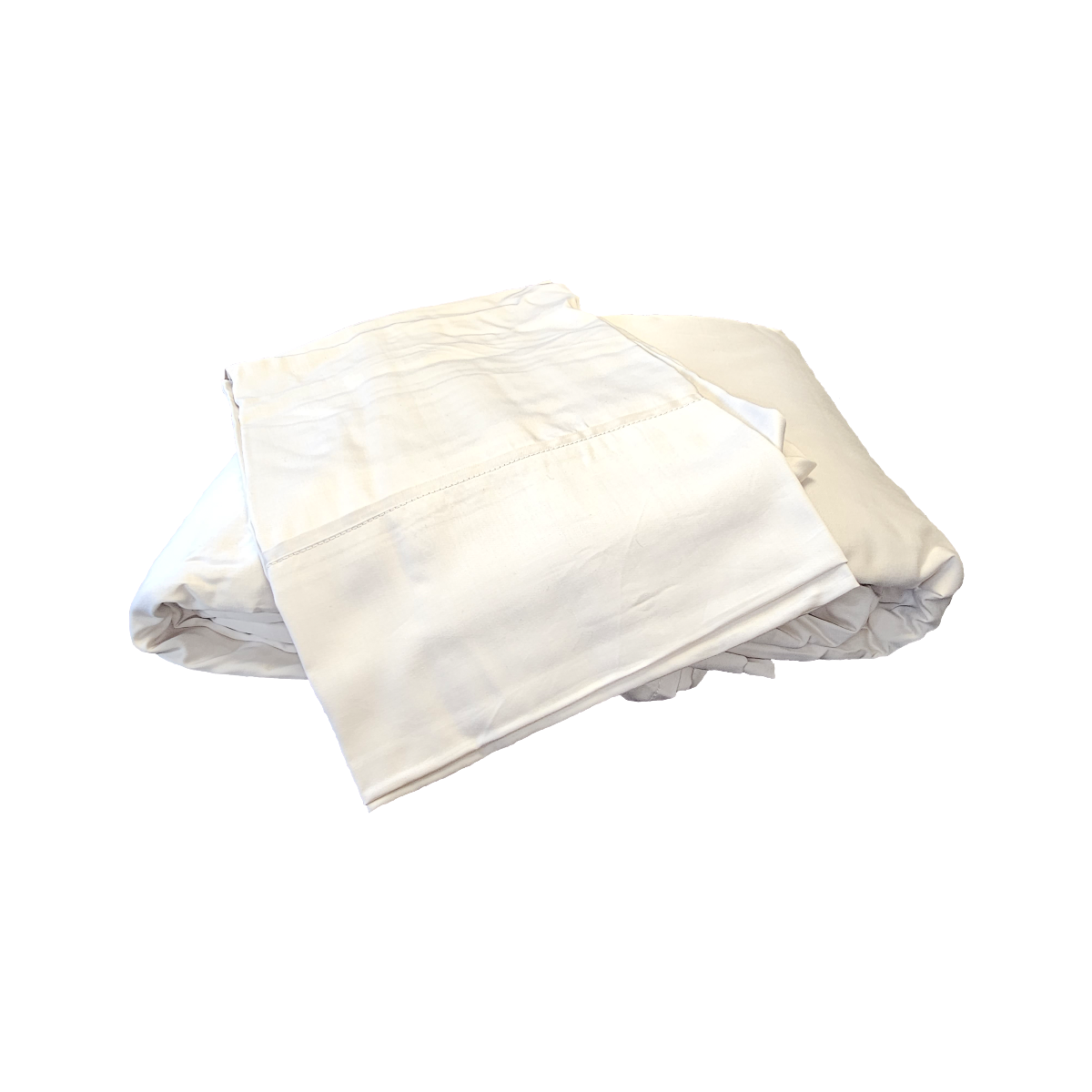 White folded bedsheets on a white background