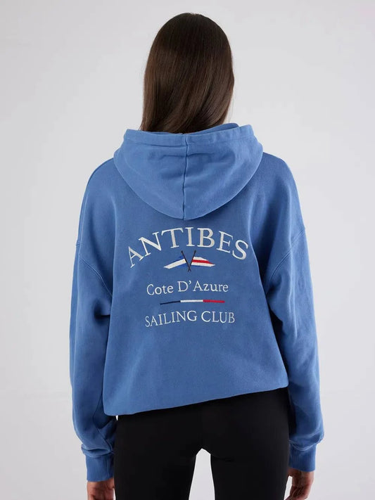 Antibes Heavyweight Hoodie Blue - Bascora