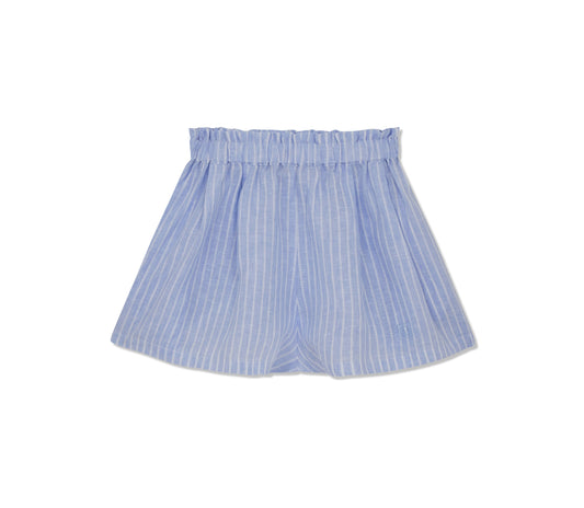 Má + Lin Olivia Linen Shorts in Baby Blue Stripe