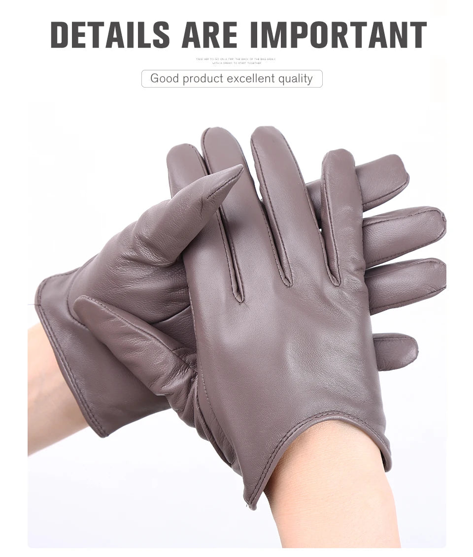 Guantes de cuero de moda para mujer: mitones cálidos de invierno