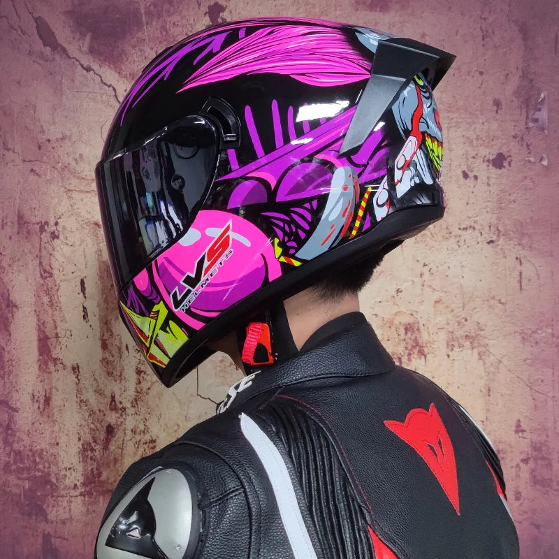 Full Face Racing Motorcycle Helmet - Winter Warm Double Visor