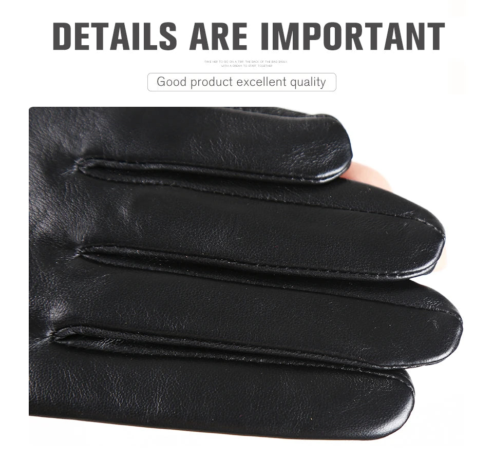 Guantes de cuero de moda para mujer: mitones cálidos de invierno