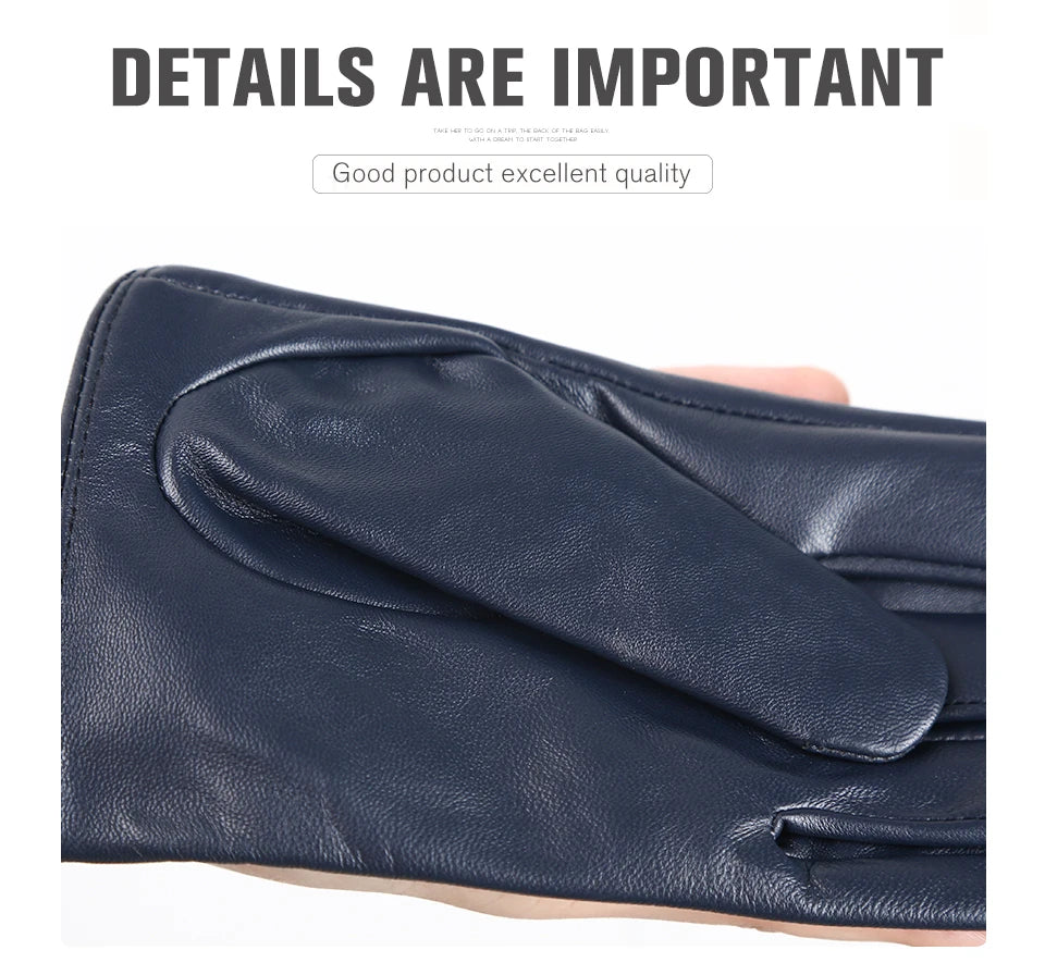 Guantes de cuero de moda para mujer: mitones cálidos de invierno