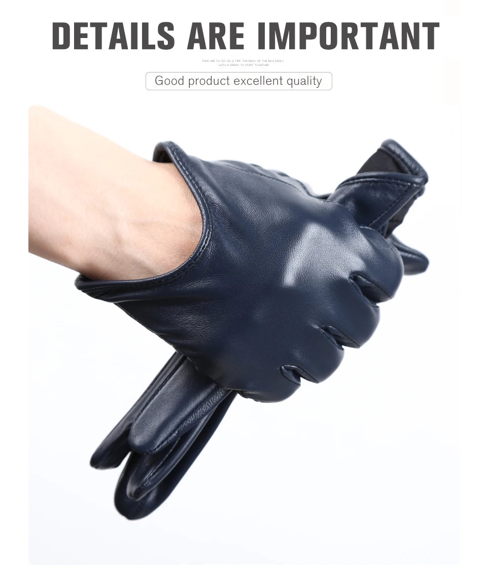 Guantes de cuero de moda para mujer: mitones cálidos de invierno