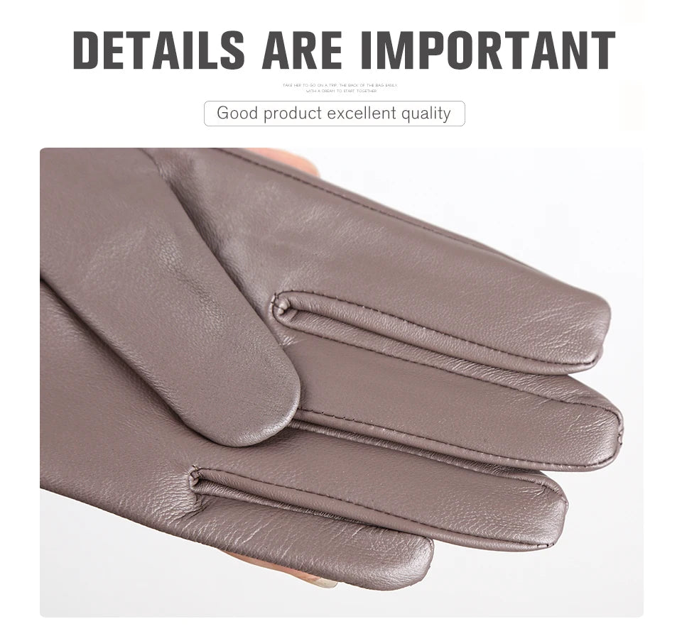 Guantes de cuero de moda para mujer: mitones cálidos de invierno