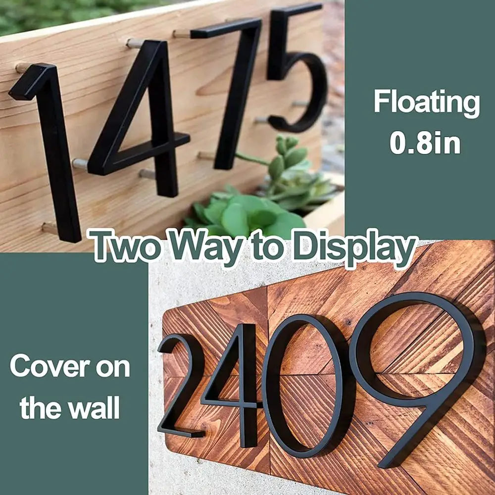 Extra Large Floating House Numbers 142mm - Modern Black Address Signs