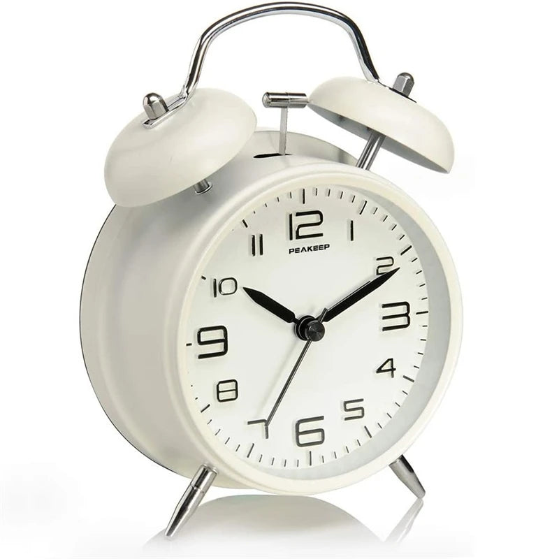 4 Inch Twin Bell Loud Alarm Clock - Metal Frame with Backlight