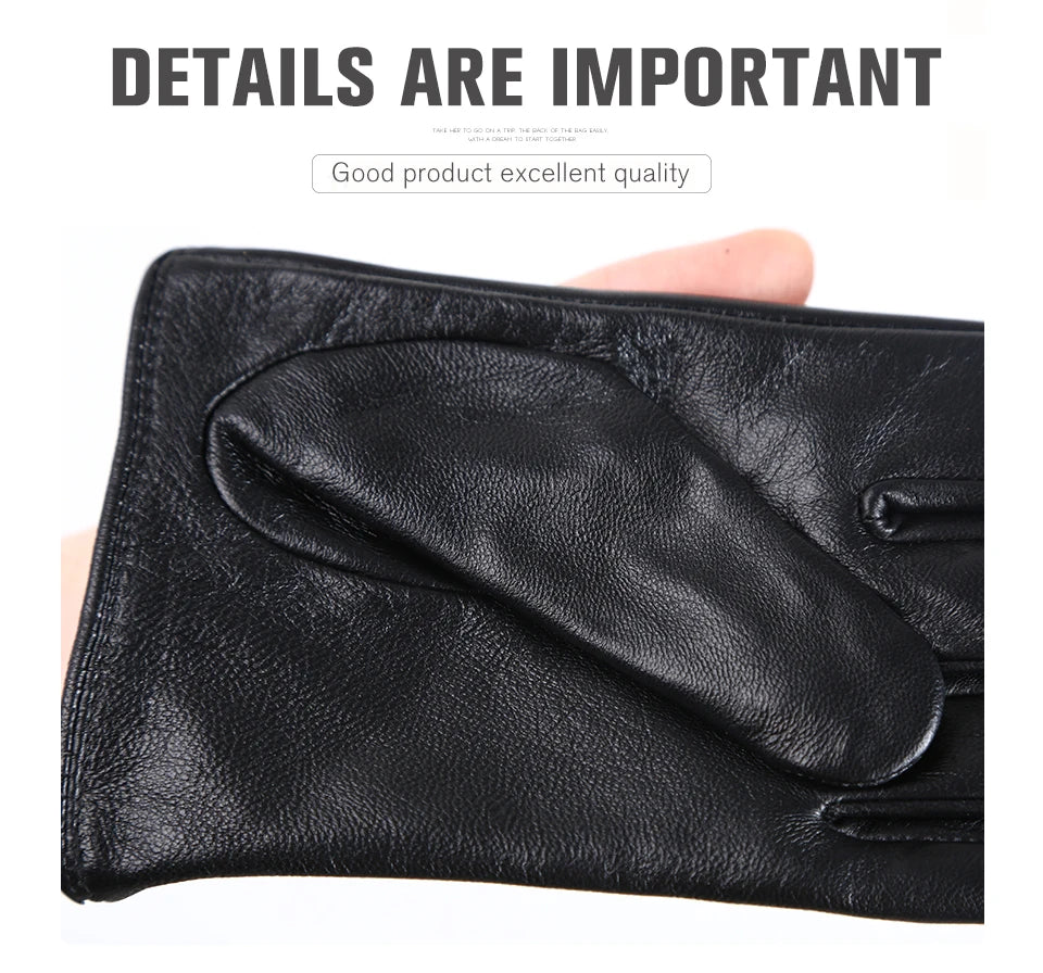 Guantes de cuero de moda para mujer: mitones cálidos de invierno