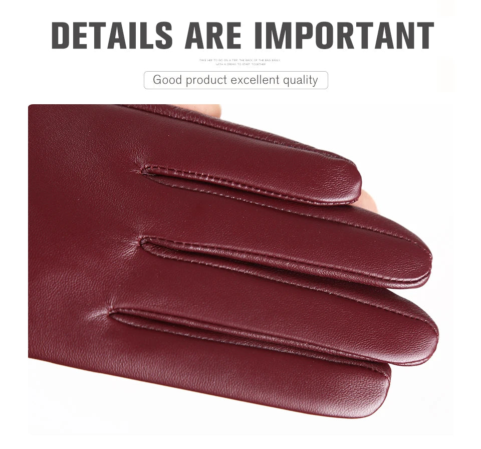 Guantes de cuero de moda para mujer: mitones cálidos de invierno