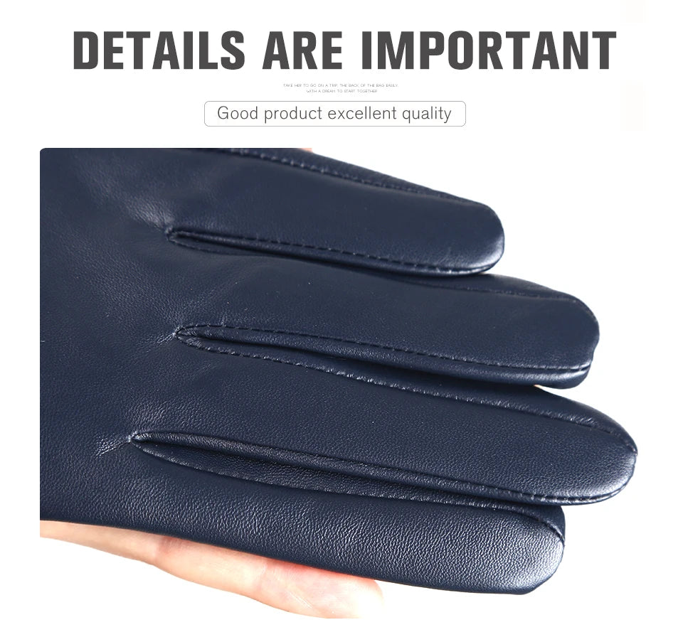 Guantes de cuero de moda para mujer: mitones cálidos de invierno