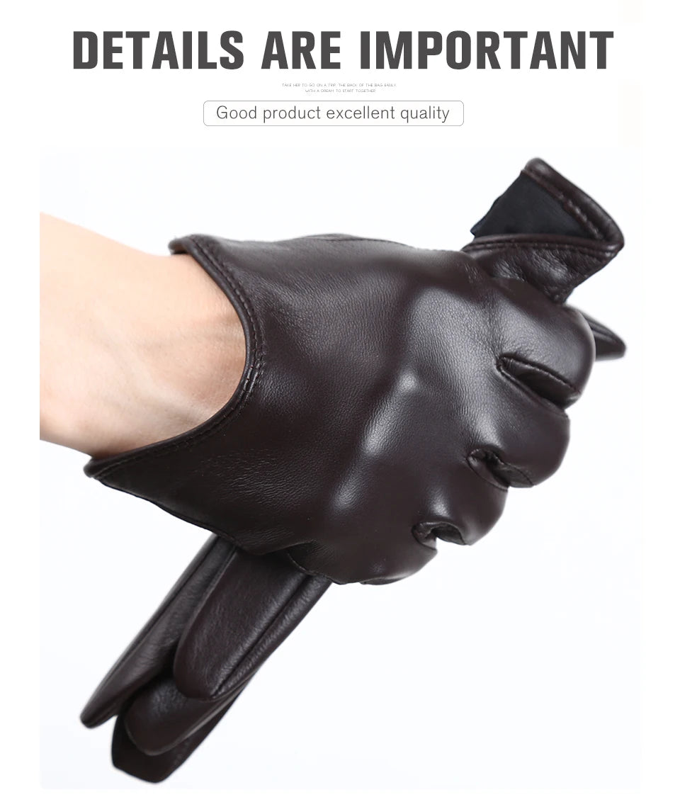 Guantes de cuero de moda para mujer: mitones cálidos de invierno