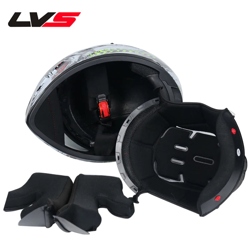 Full Face Racing Motorcycle Helmet - Winter Warm Double Visor