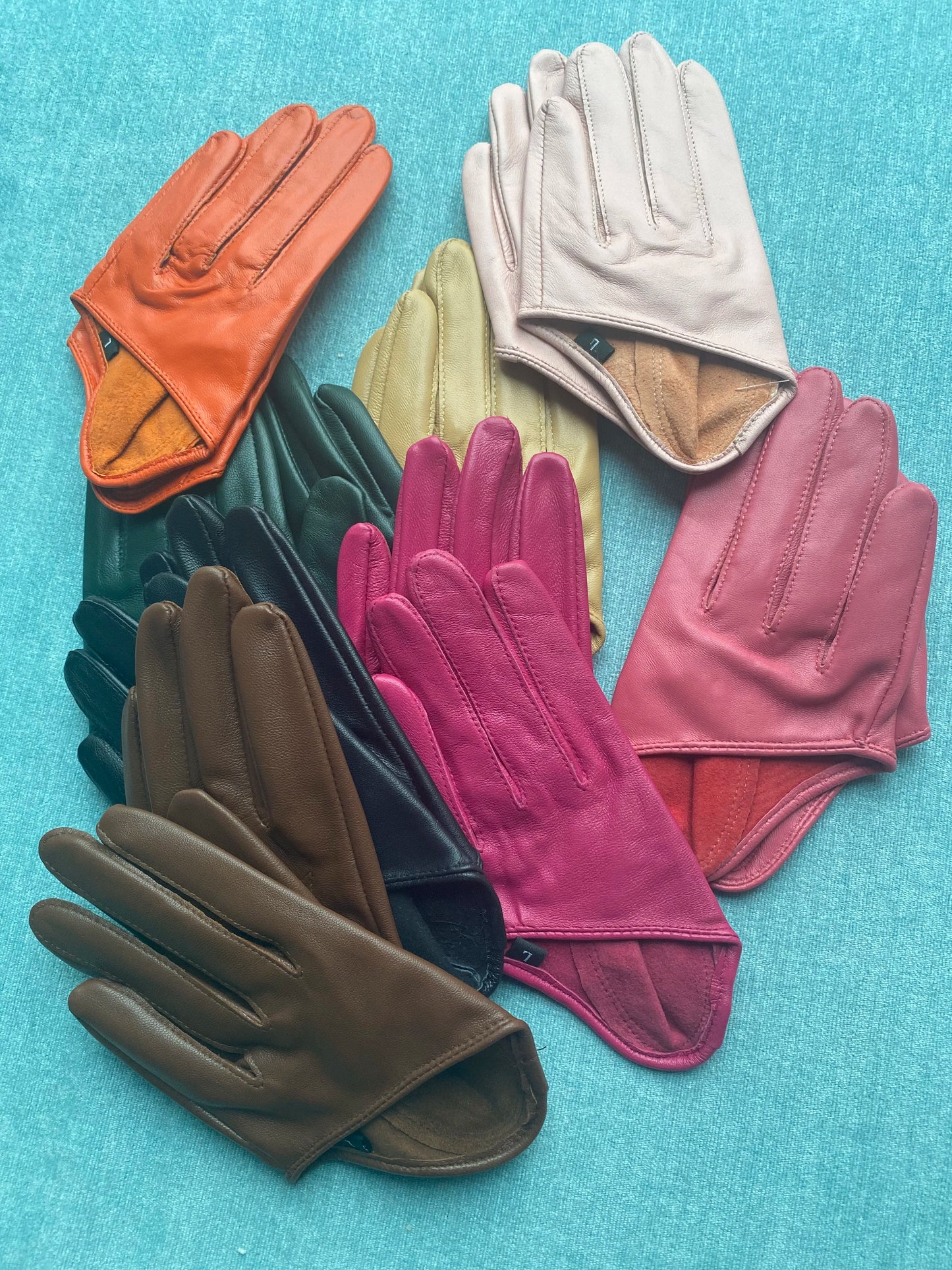 Guantes cortos de piel de oveja para mujer, otoño-invierno, diseño de media palma