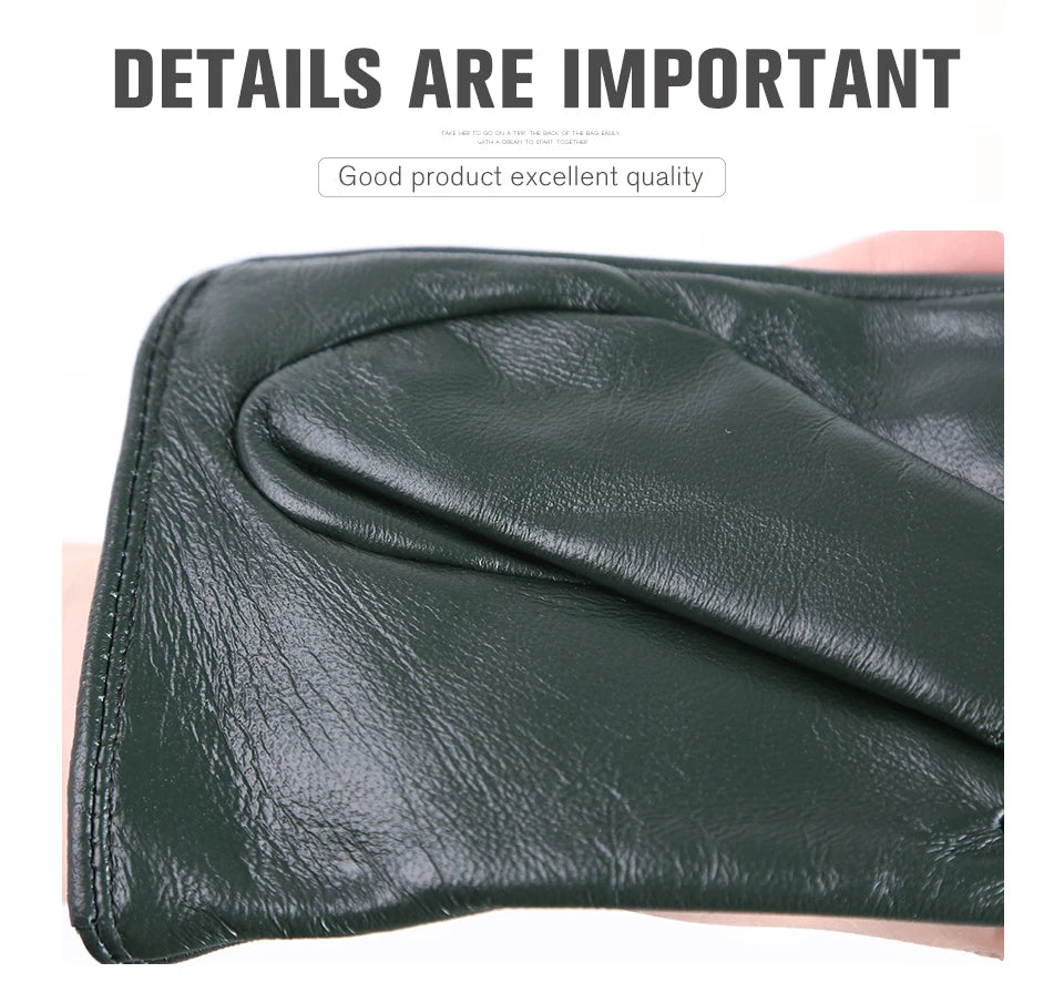 Guantes de cuero de moda para mujer: mitones cálidos de invierno