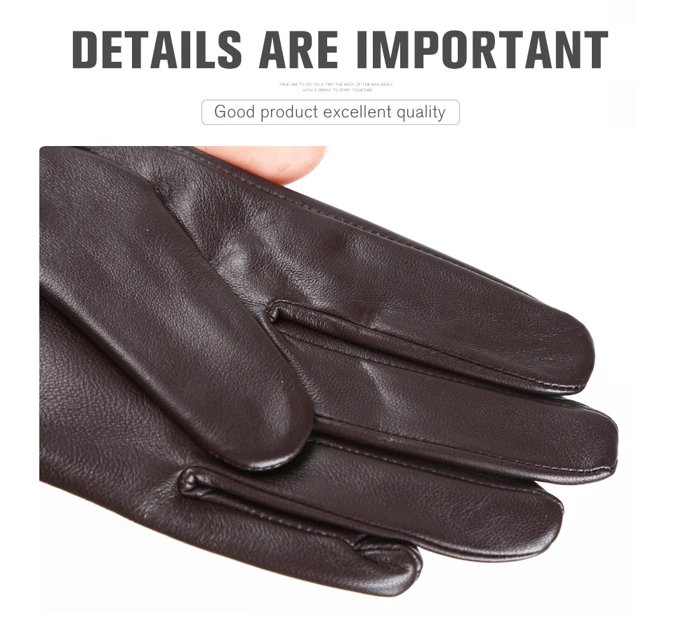 Guantes de cuero de moda para mujer: mitones cálidos de invierno
