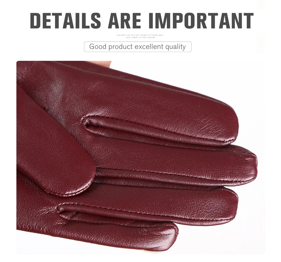 Guantes de cuero de moda para mujer: mitones cálidos de invierno
