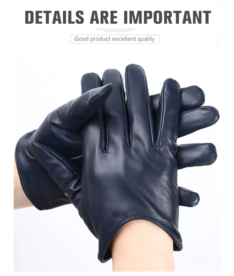 Guantes de cuero de moda para mujer: mitones cálidos de invierno
