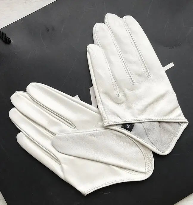 Guantes cortos de piel de oveja para mujer, otoño-invierno, diseño de media palma