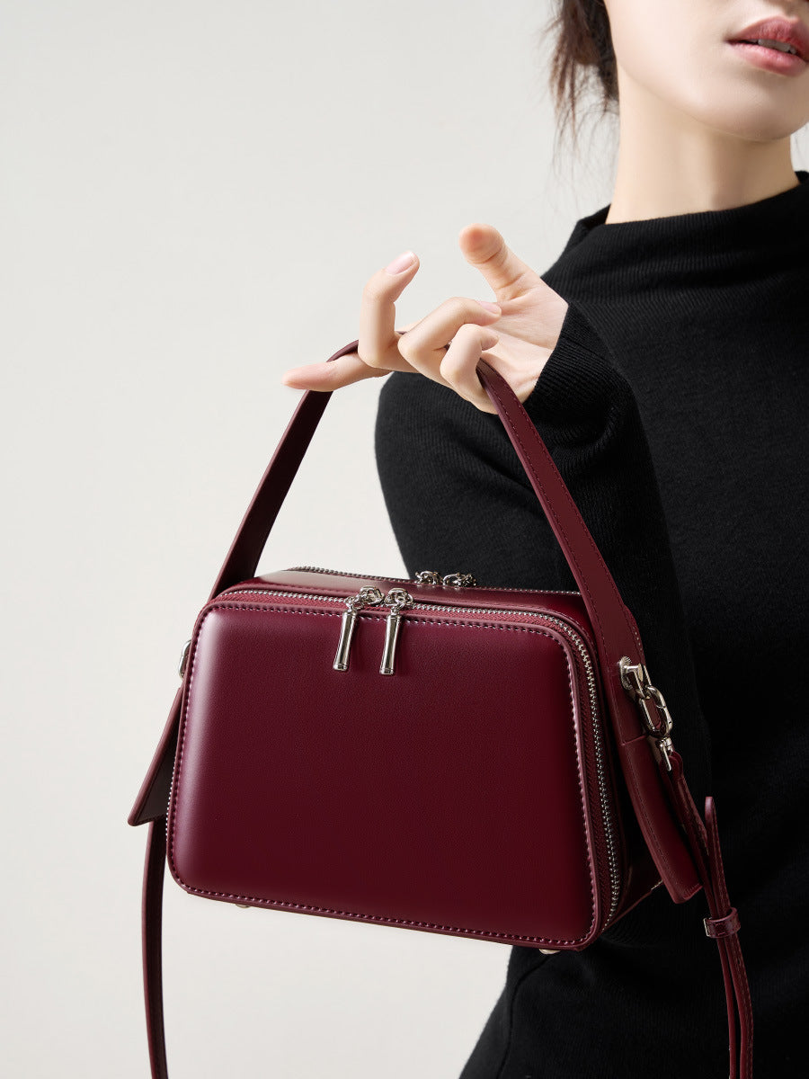 The Rose Ember Genuine Leather Crossbody Hobo Bag