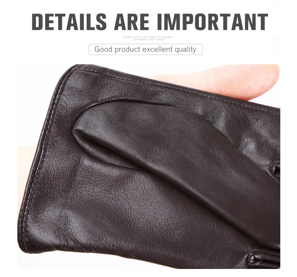 Guantes de cuero de moda para mujer: mitones cálidos de invierno