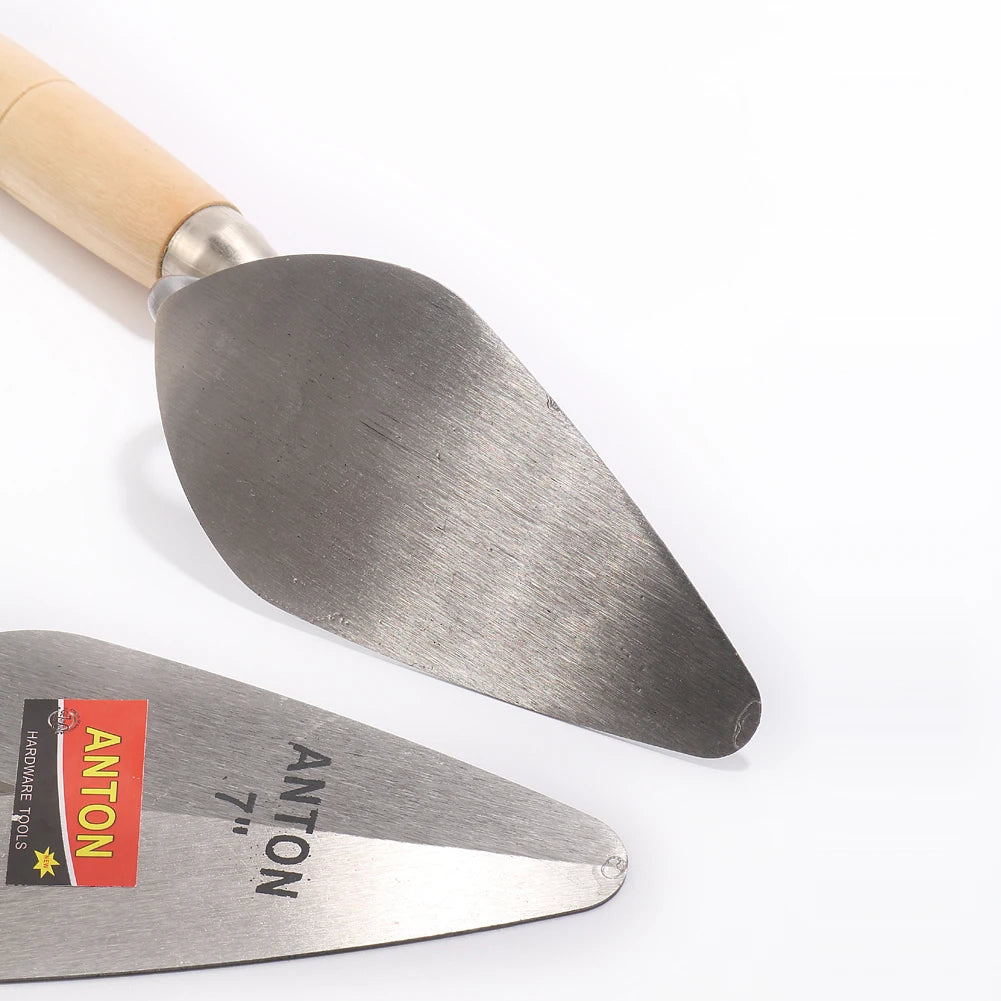 Two garden trowels with wooden handles on a white background, featuring the brand 'Anton'.
