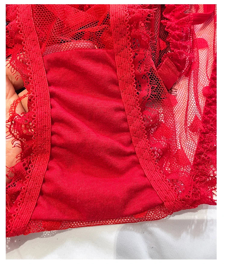 High Waist Mesh Lace Panties - Bow Detail Lingerie