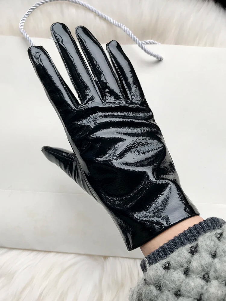 Guantes elegantes de piel de cordero con forro fino para mujer - Piel de oveja auténtica