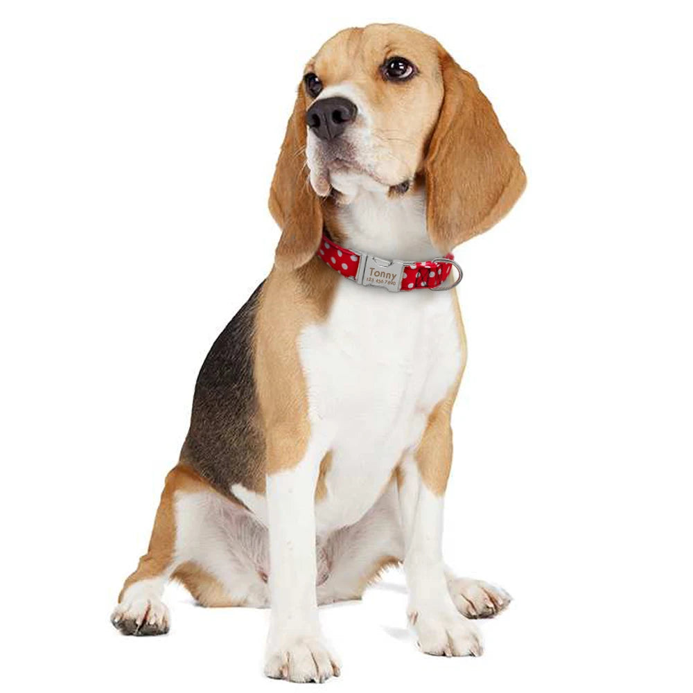 Collar de perro personalizado - Collar de nailon para mascotas con identificación grabada