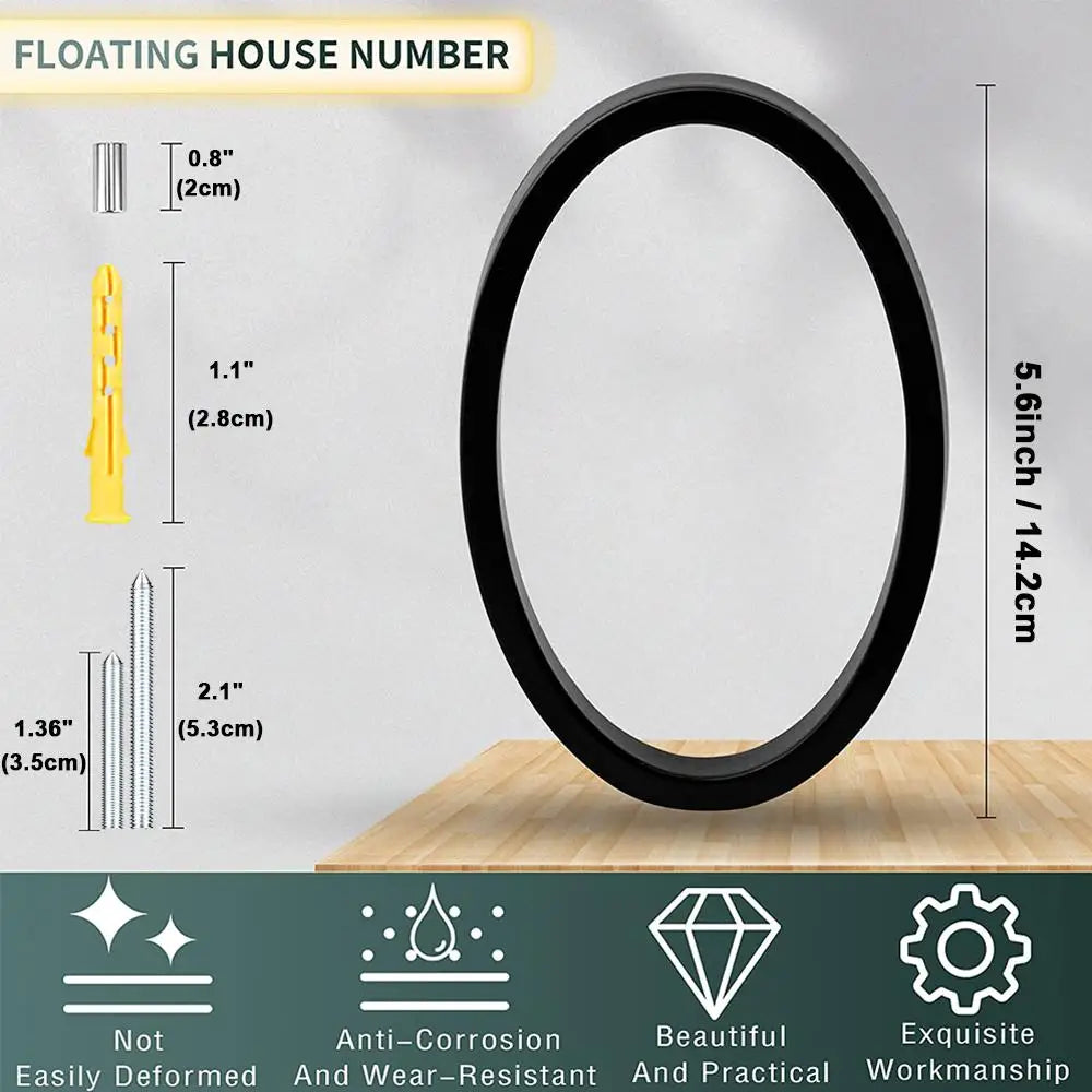 Extra Large Floating House Numbers 142mm - Modern Black Address Signs