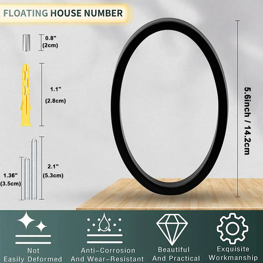 Extra Large Floating House Numbers 142mm - Modern Black Address Signs - Bascora