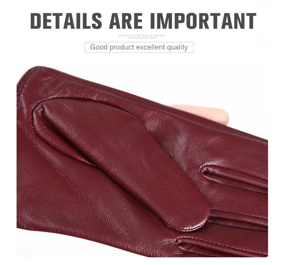 Guantes de cuero de moda para mujer: mitones cálidos de invierno