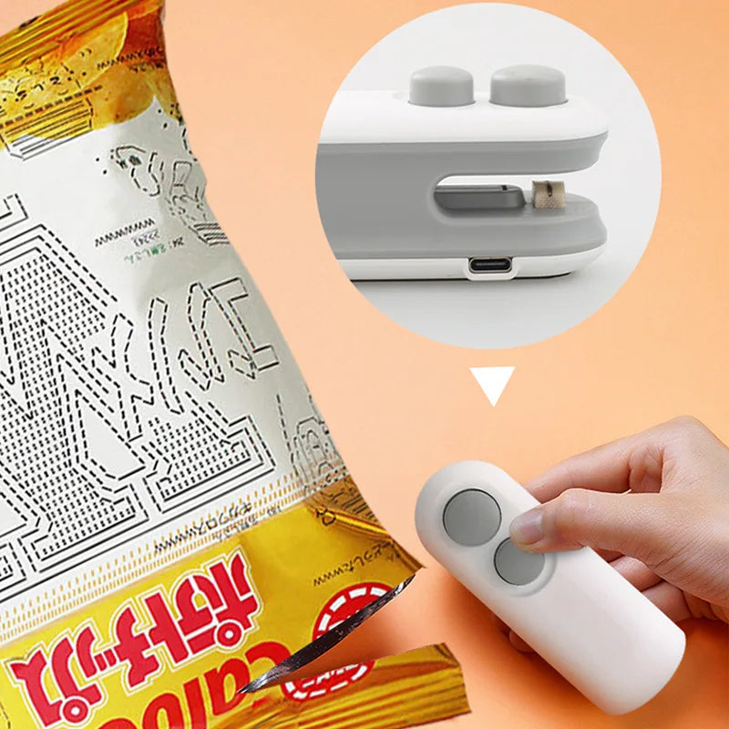 Mini selladora térmica portátil de bolsas - Selladora de snacks de calentamiento rápido con cortador