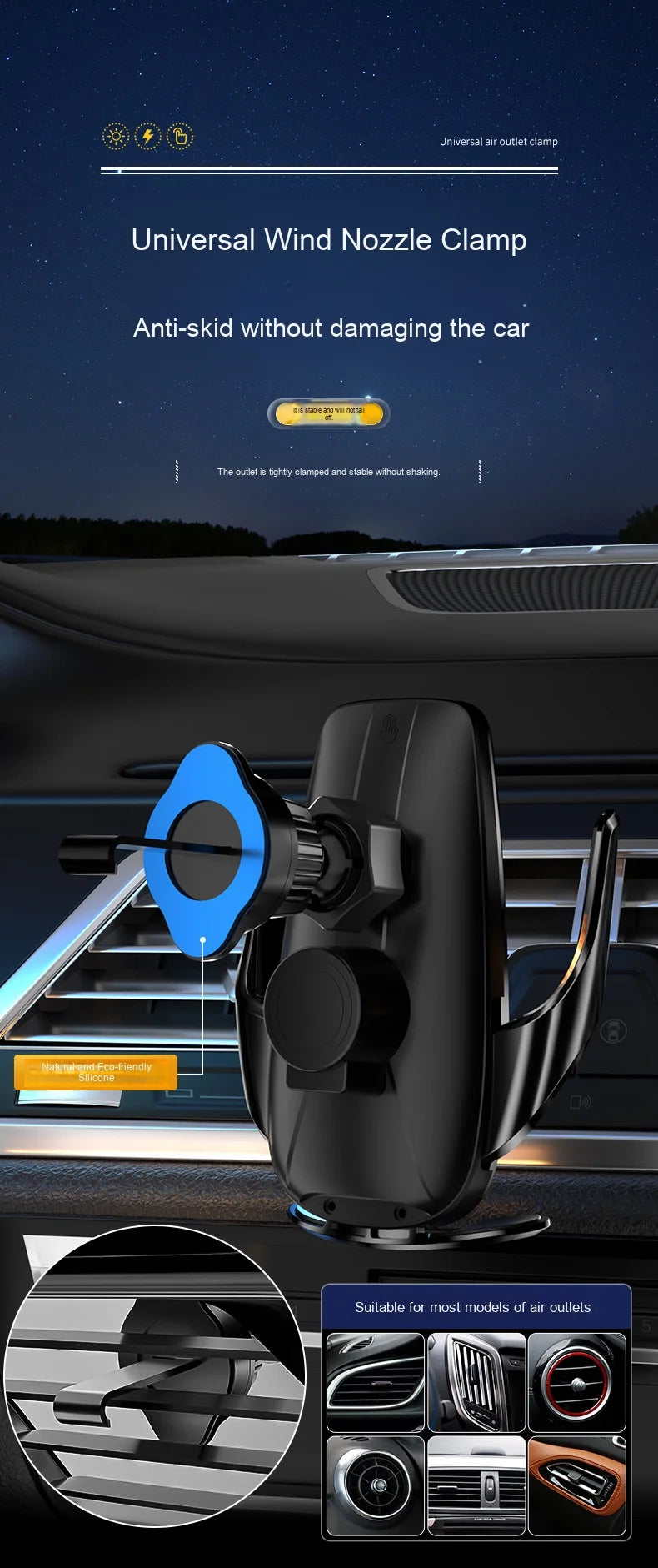 15W Car Wireless Charger Q96 - Auto Open/Close Phone Holder
