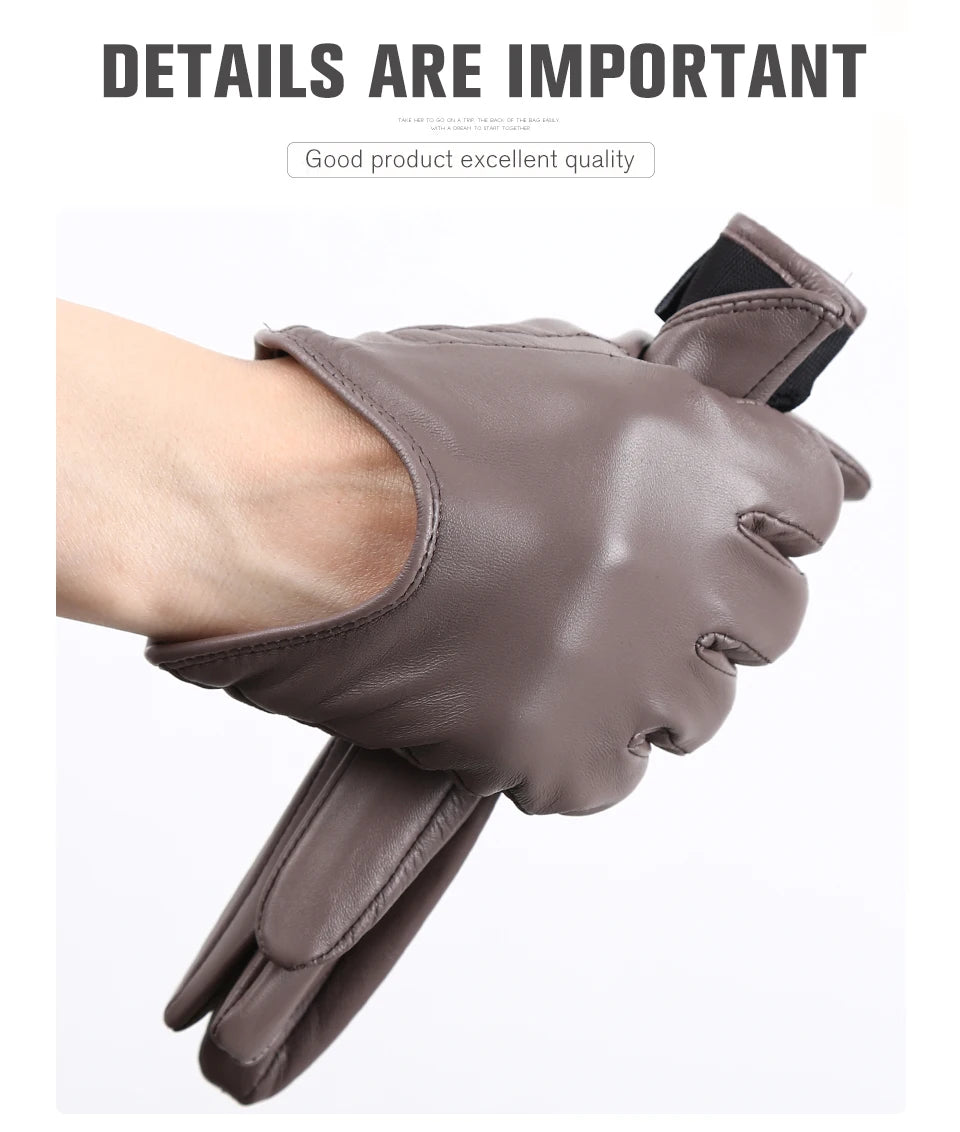 Guantes de cuero de moda para mujer: mitones cálidos de invierno