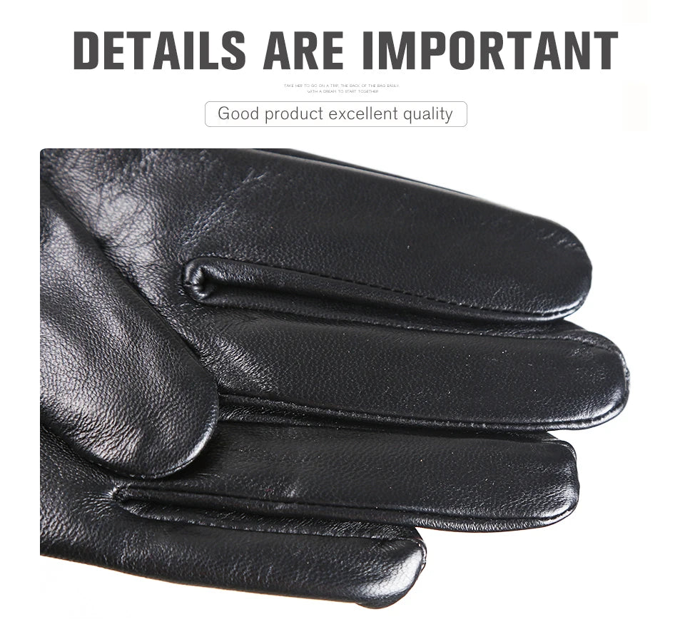 Guantes de cuero de moda para mujer: mitones cálidos de invierno