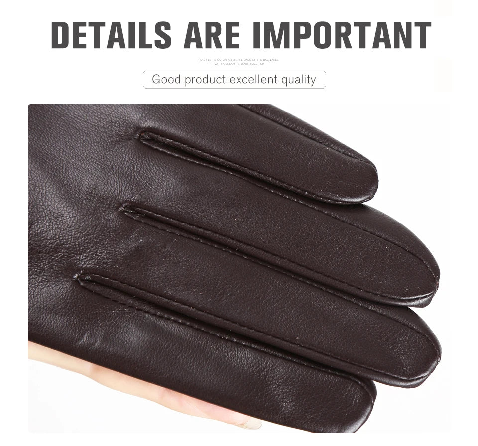 Guantes de cuero de moda para mujer: mitones cálidos de invierno