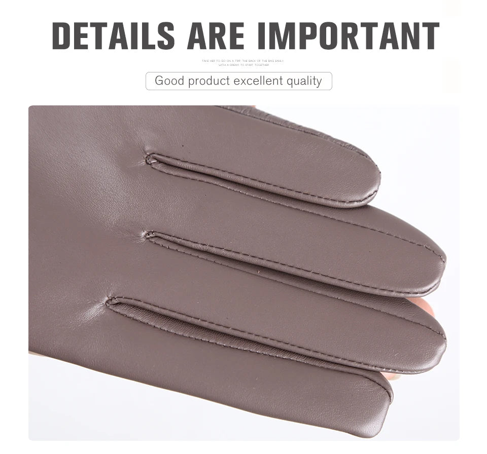 Guantes de cuero de moda para mujer: mitones cálidos de invierno
