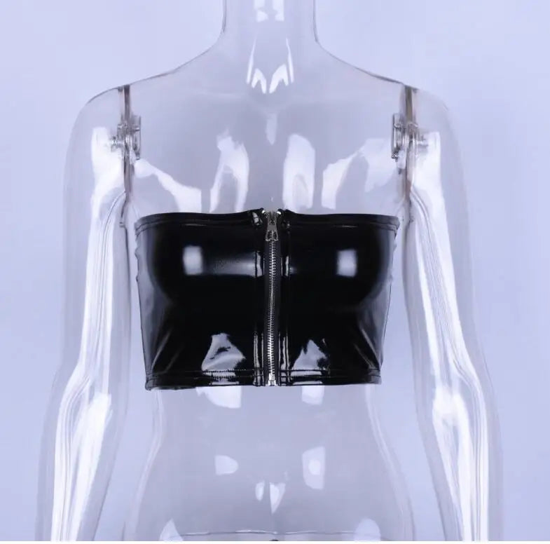 New Zipper Leather Tube Tops - Stylish & Durable