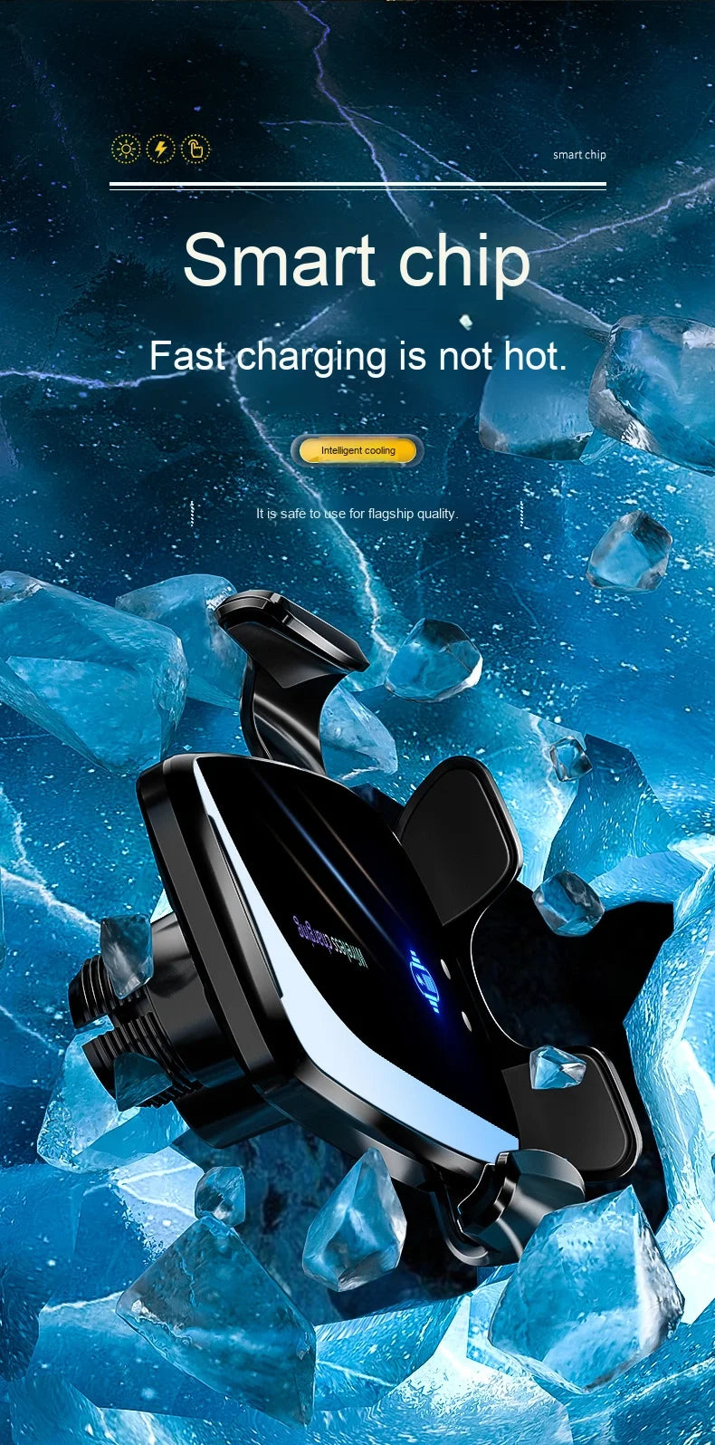 15W Car Wireless Charger Q96 - Auto Open/Close Phone Holder