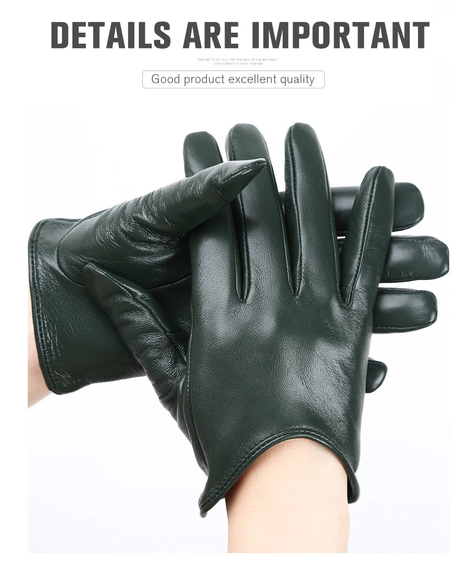 Guantes de cuero de moda para mujer: mitones cálidos de invierno