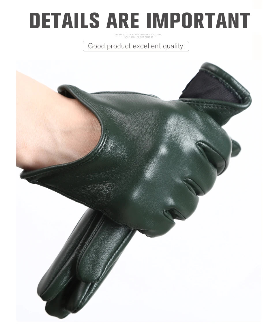 Guantes de cuero de moda para mujer: mitones cálidos de invierno