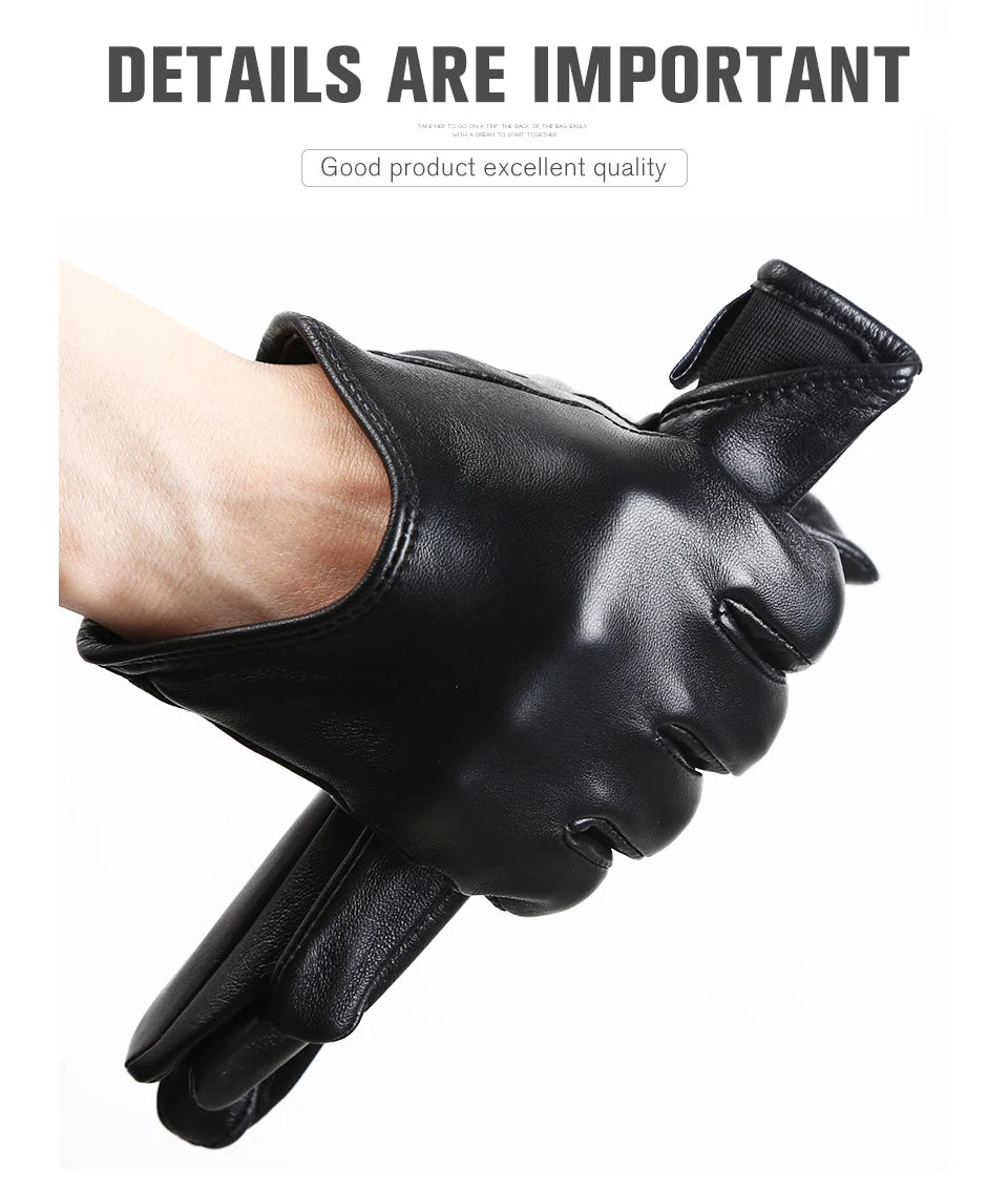 Guantes de cuero de moda para mujer: mitones cálidos de invierno